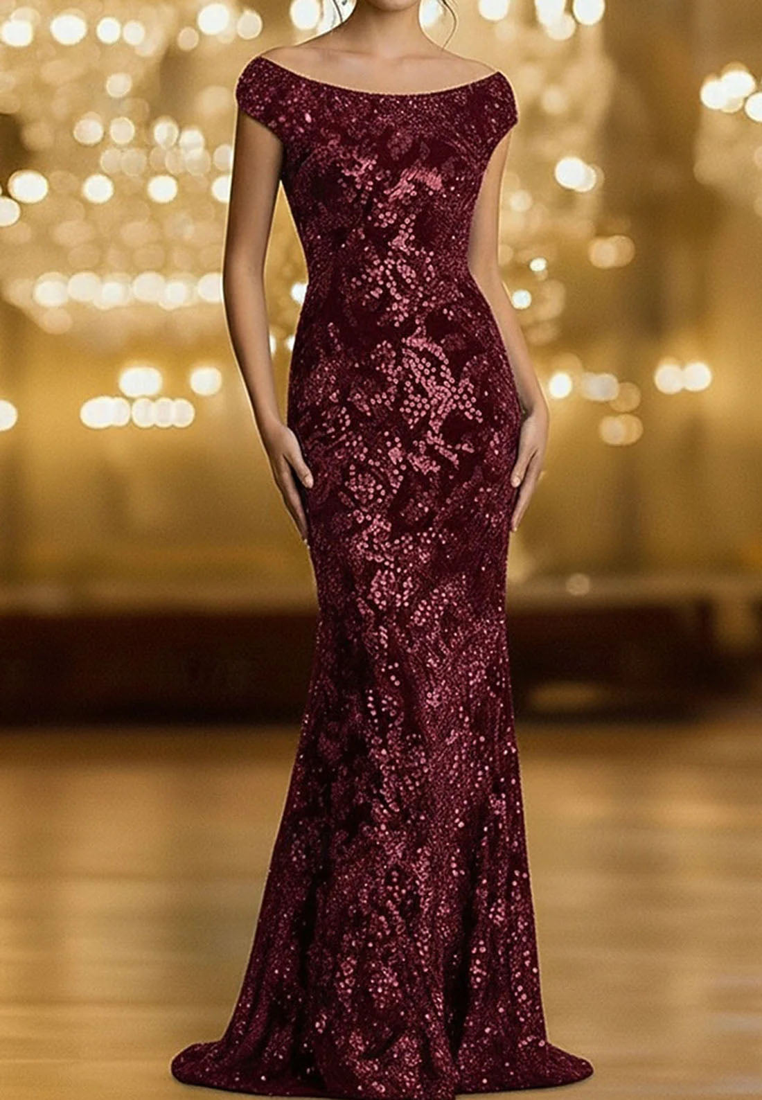 Elegant Sleeveless Sequins Sparkle Mermaid Formal Evening Dress