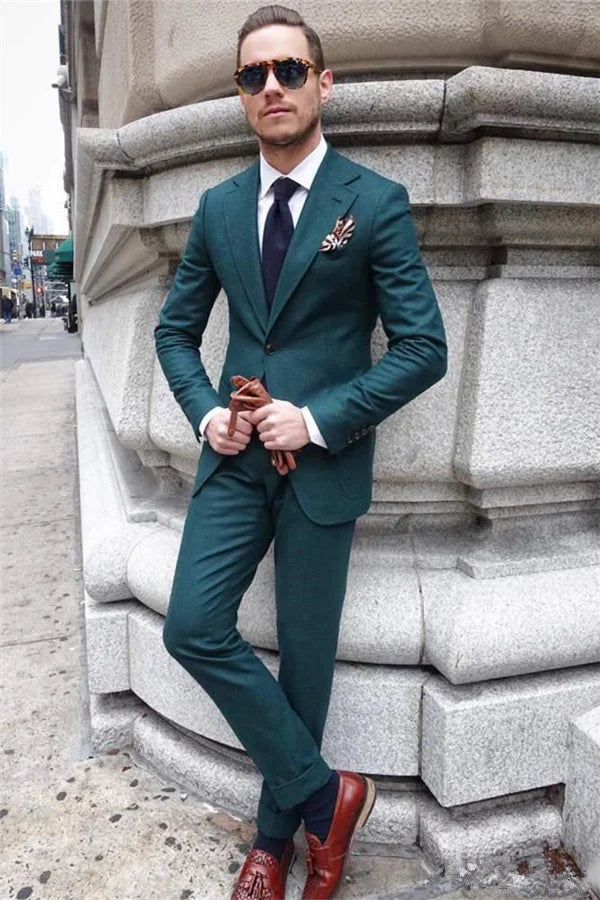 Shining 2 Pieces Business Suits For Man Fashion Tuxedos Online Green