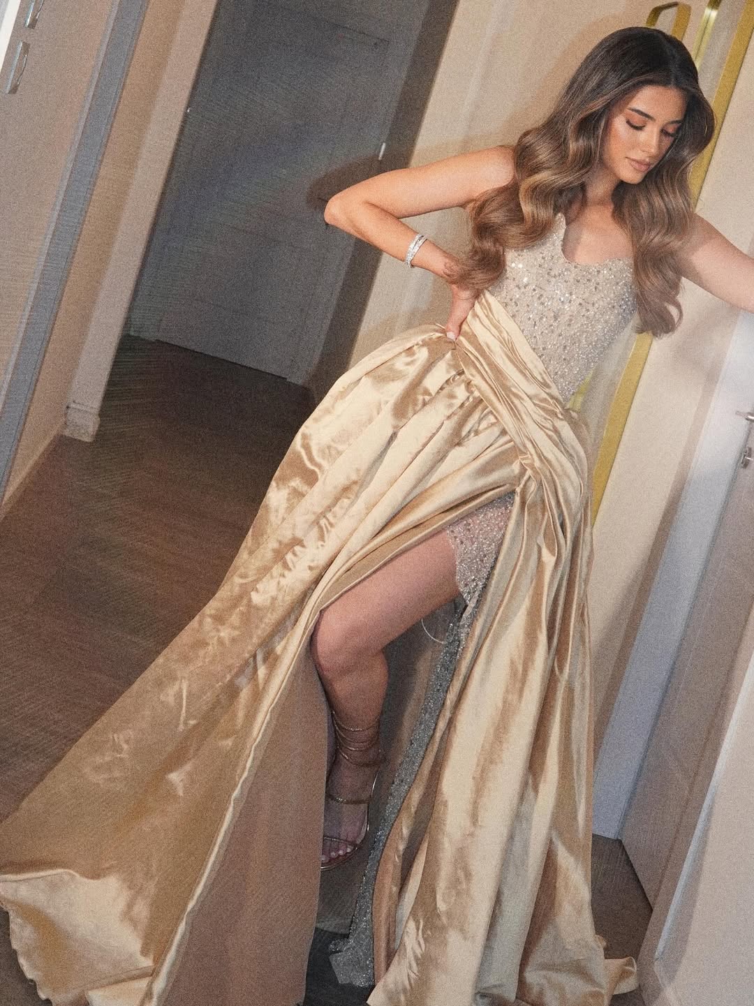 Strapless Sleeveless Long A-Line Pleated Prom Dress With Sequins