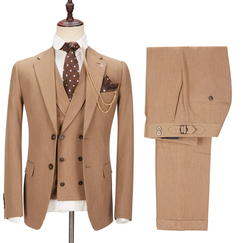 Popular Brown Dinner Formal Bespke Man's Suit For Prom With Notched Lapel