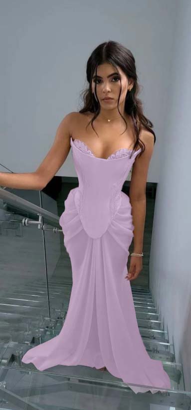 Pink Strapless Sweetheart Mermaid Prom Dress with Pleated