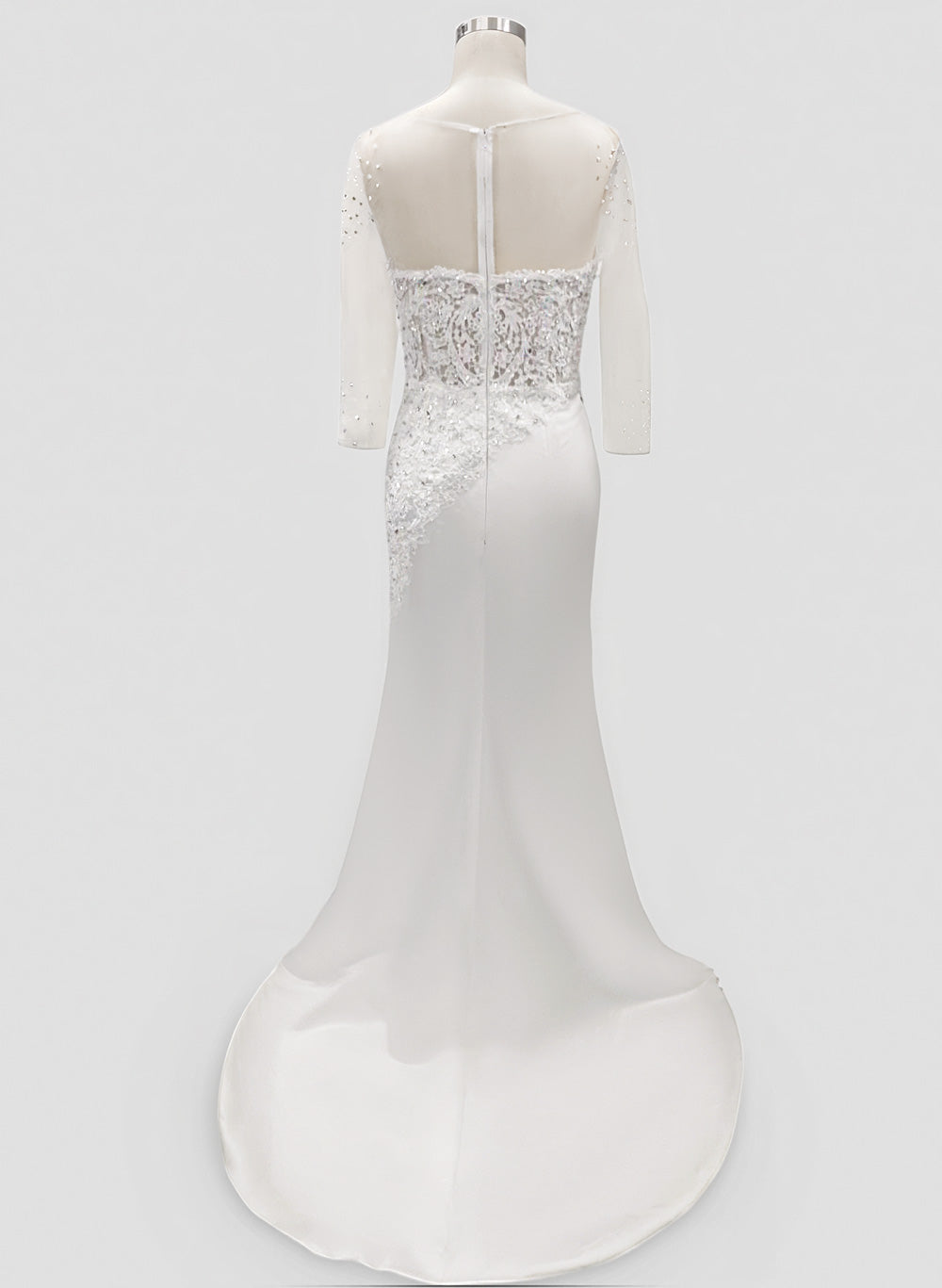 Trumpet/Mermaid V-Neck 3/4 Sleeves Lace/Satin Wedding Dresses With Beading/Appliques LaceTrumpet/Mermaid V-Neck 3/4 Sleeves Lace/Satin Wedding Dresses With Beading/Appliques LaceTrumpet/Mermaid V-Neck 3/4 Sleeves Lace/Satin Wedding Dresses With Beading/Ap