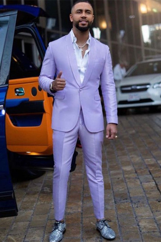 Glamorous Purple Two Pieces Slim Fit Homecoming Suit For Boys