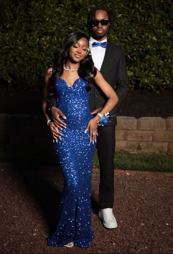 Gorgeous Mermaid Royal Blue Sequins Bodice Prom Dress