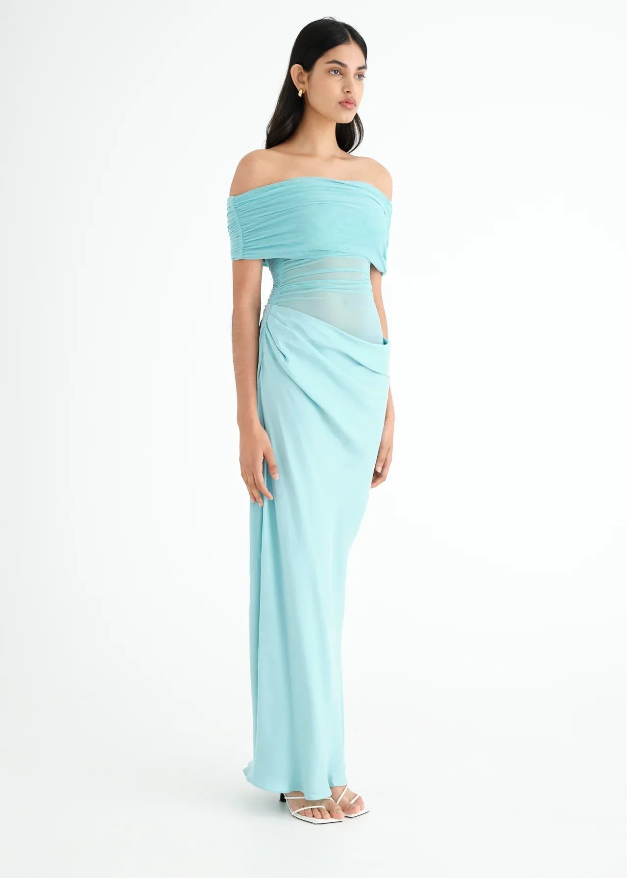 Off-Shoulder Maxi Dress Aquamarine Prom Dress