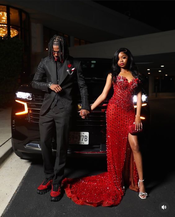 Sparkly Mermaid Sweetheart Red Sequins Prom Dress