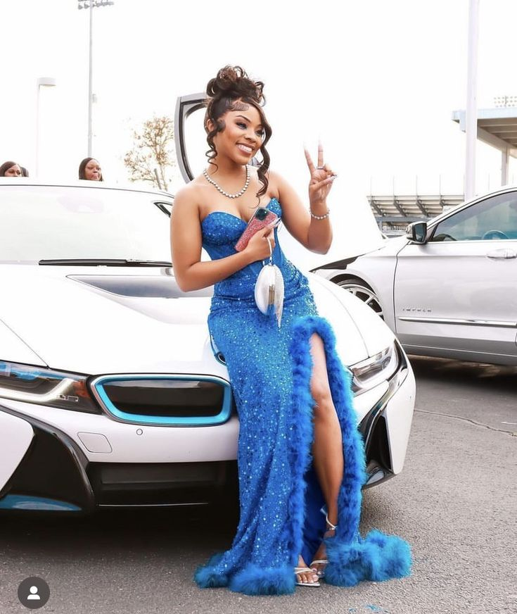 Sweetheart Strapless Mermaid Slit Prom Dress Slit Party Dress for Black Girl