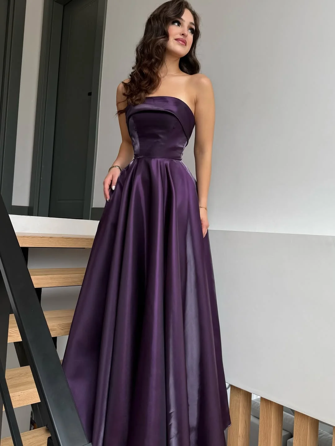 Strapless Sleeveless High-Waisted Long A-Line Prom Dress
