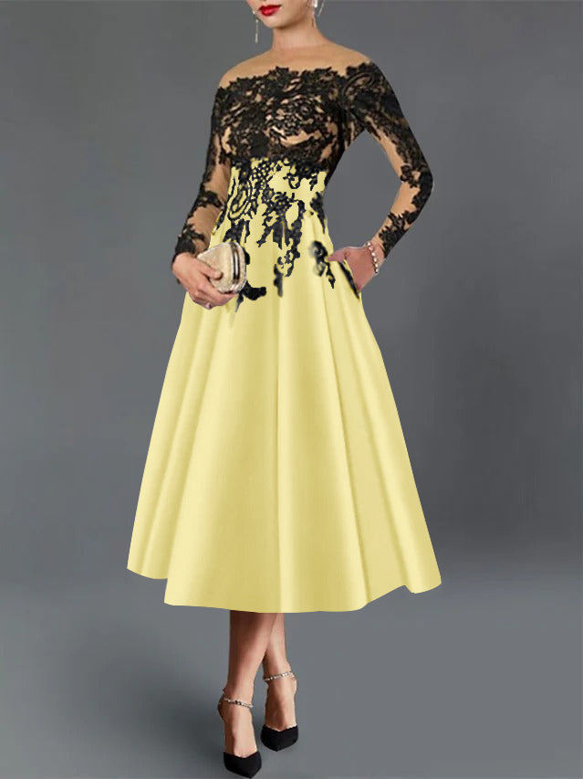 A-Line Illusion Neck Cocktail Dress