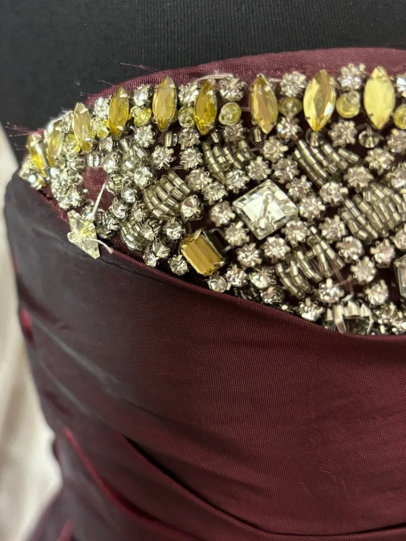 Mermaid Strapless Sleeveless Floor-Length Taffeta Prom Dresses with Ruffles