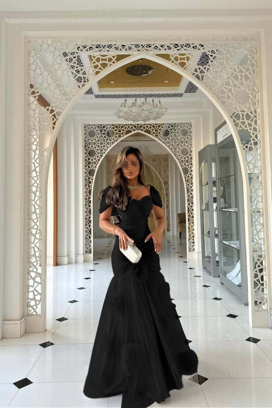 Sweetheart Short Sleeves Long Mermaid Prom Dress With Pleated