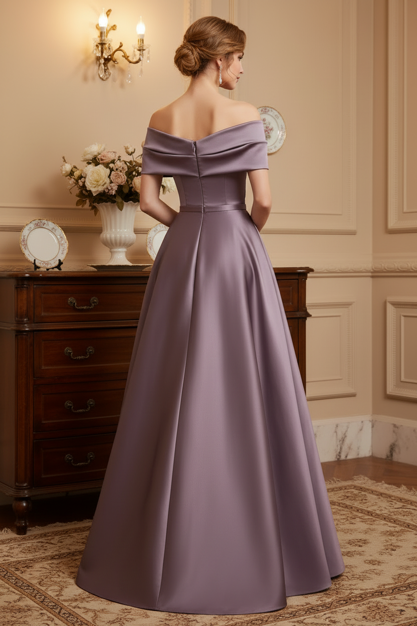 Elegant Off The Shoulder Bowknot Satin A-Line Evening Gown