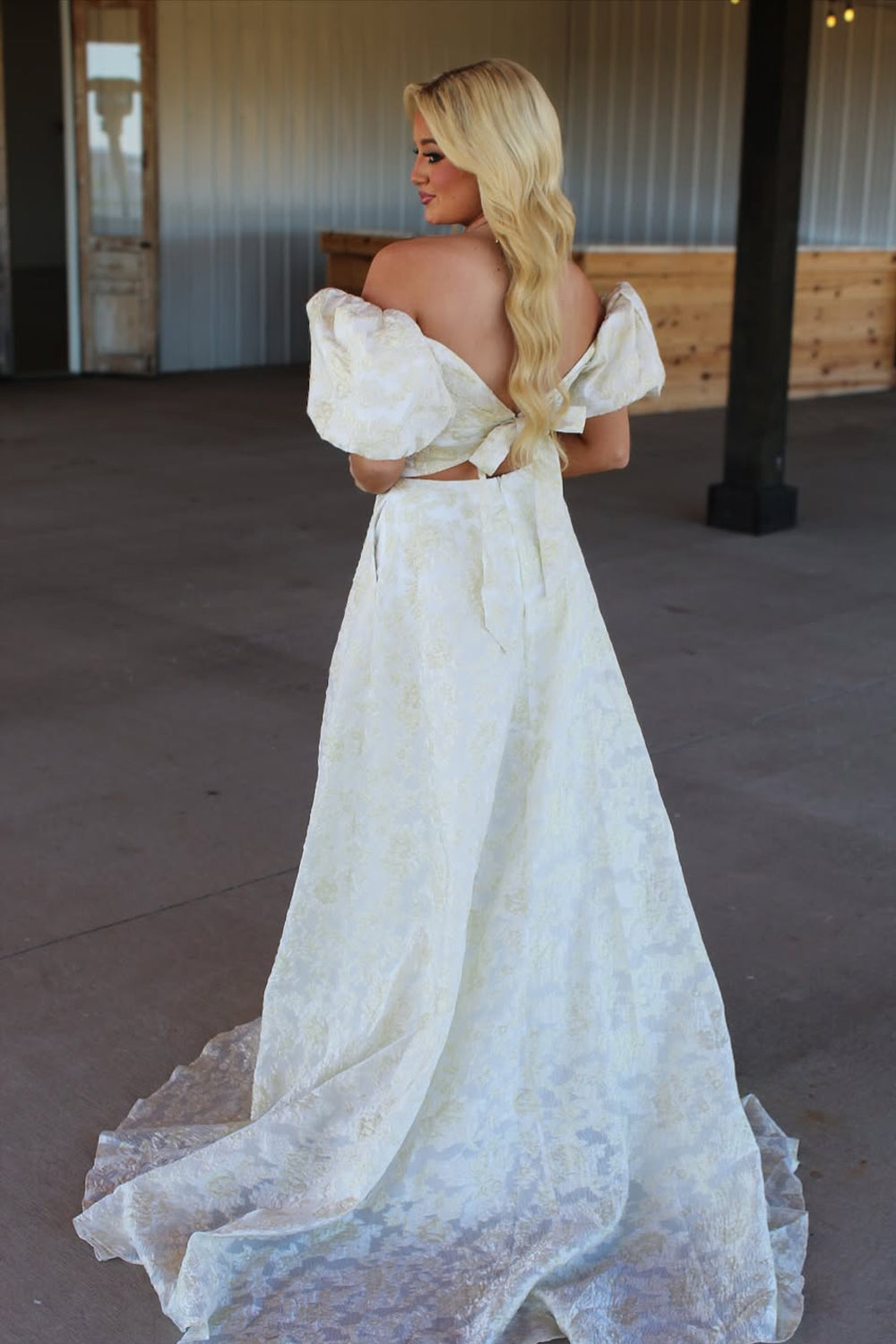 A-Line Off the Shoulder Yellow Floral Lace Appliques Long Prom Dress