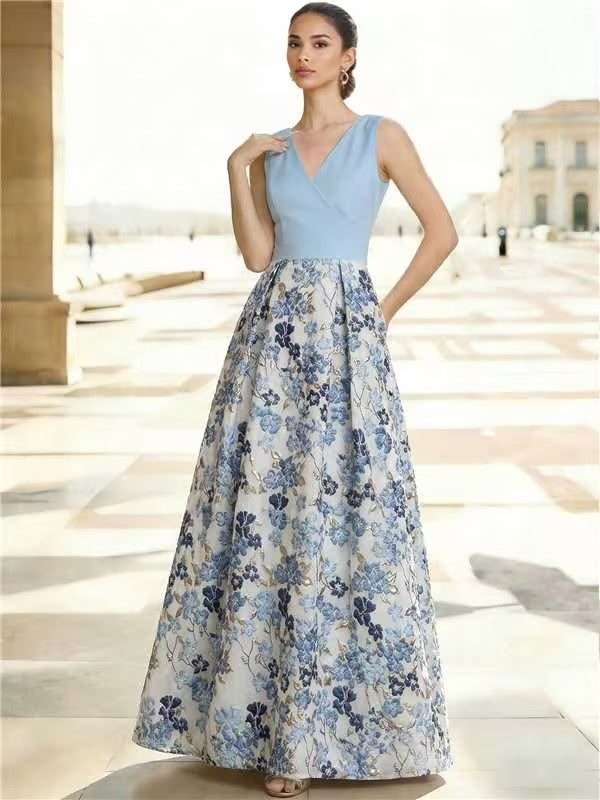 Princess Elegant Evening Gown Jacquard Floral Dress