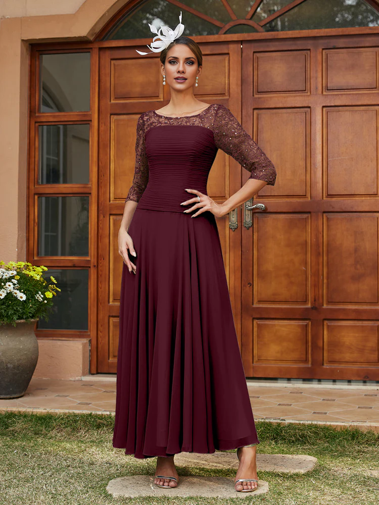 Transparent Collar Half Sleeve Length Mother of the bride dress