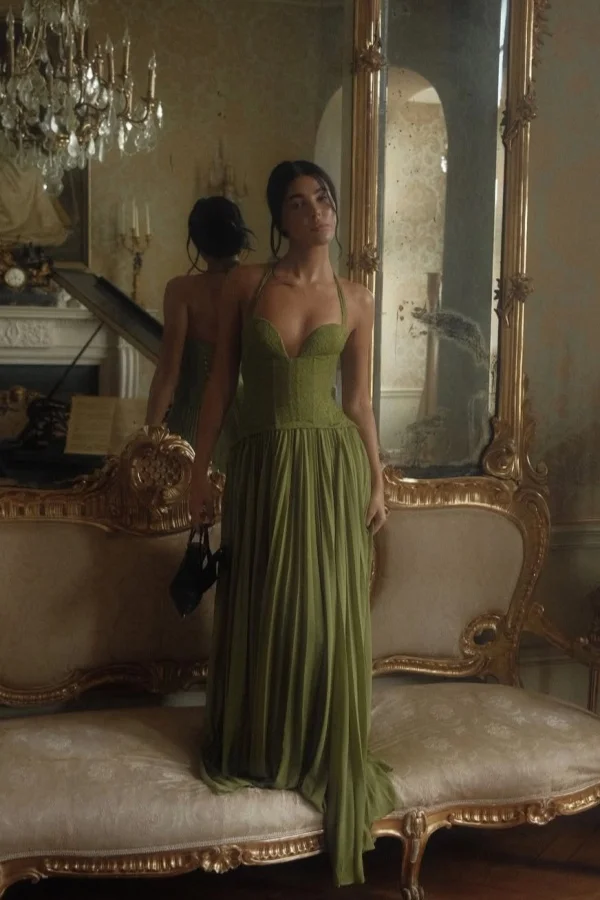 Halter V-Neck Strapless Sleeveless Long A-Line Prom Dress With Pleated