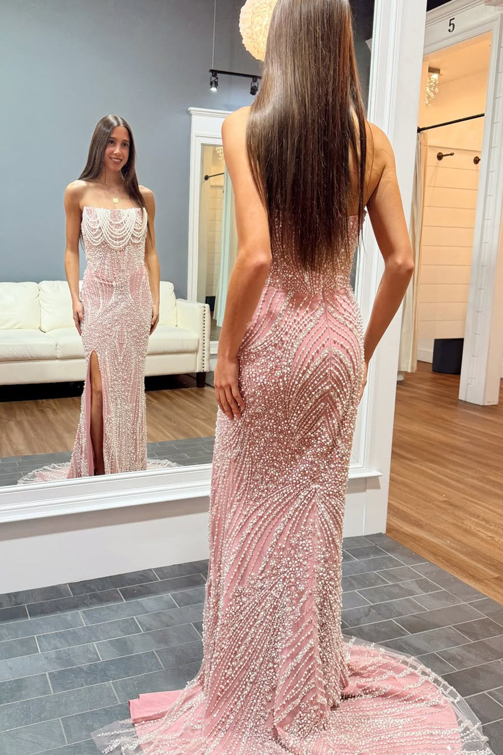 Gorgeous Mermaid Strapless Luxurious Sequins Prom Dress