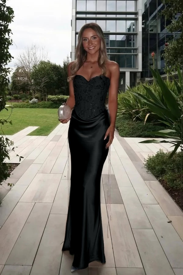 V-Neck Strapless Sleeveless Long Mermaid Prom Dress