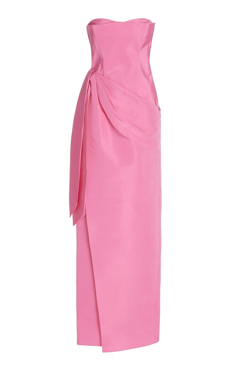 Fashion Pink Strapless Sleeveless Prom Dress