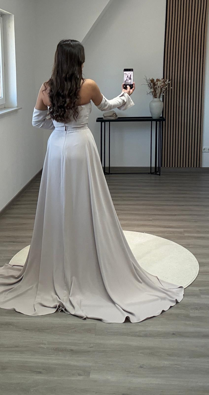 Simple Long Sleeves Off-Shoulder Appliques Evening Dress