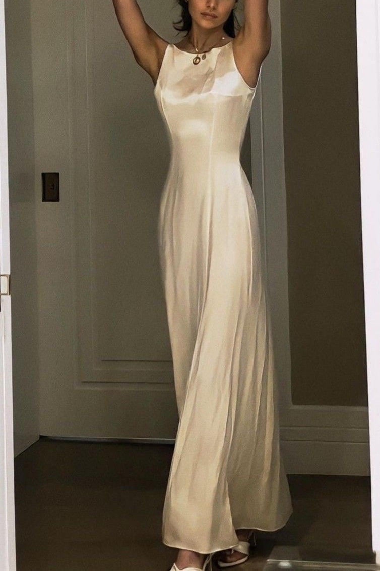 Charming A Line Jewel Neck White Long Party Dress with Ruffles