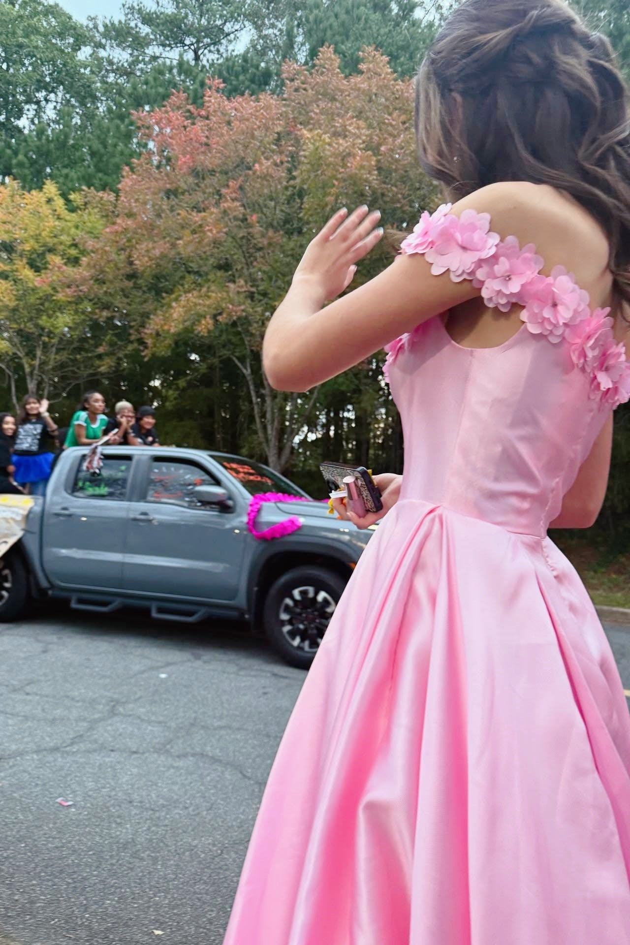 Bateau-Neck Off-Shoulder A-Line Prom Dress Floral Embellished Party Gowns