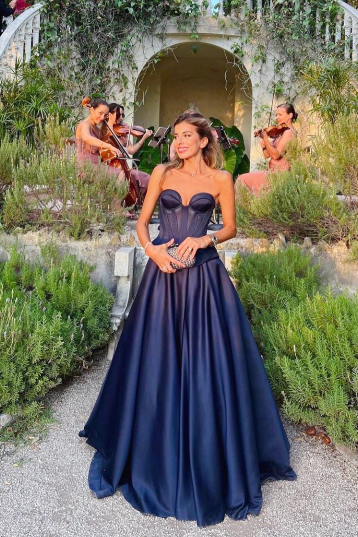 Navy Blue Sweetheart Satin A-Line Prom Dress