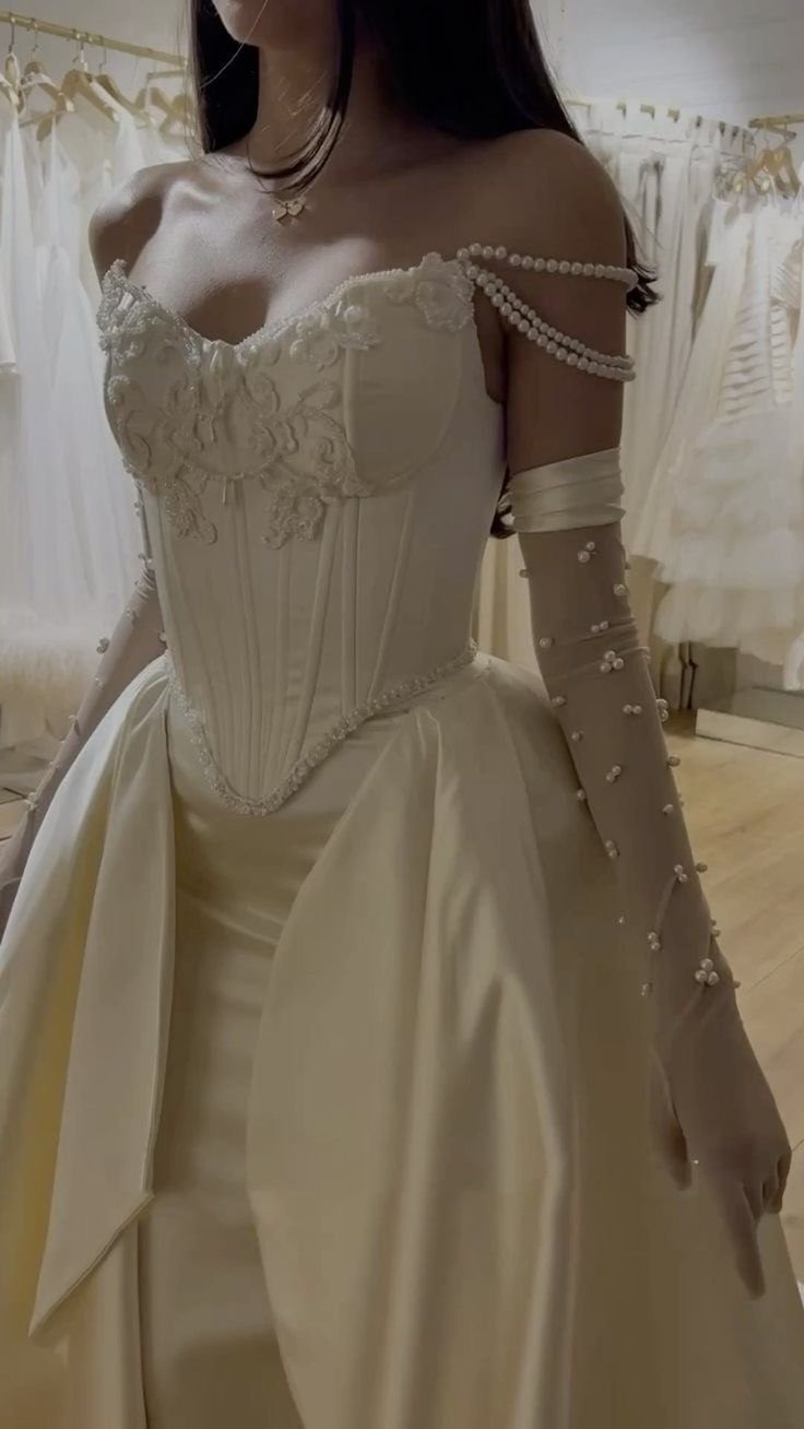 V-Neck Sleeveless Beaded Applique Satin Mermaid Wedding Dress