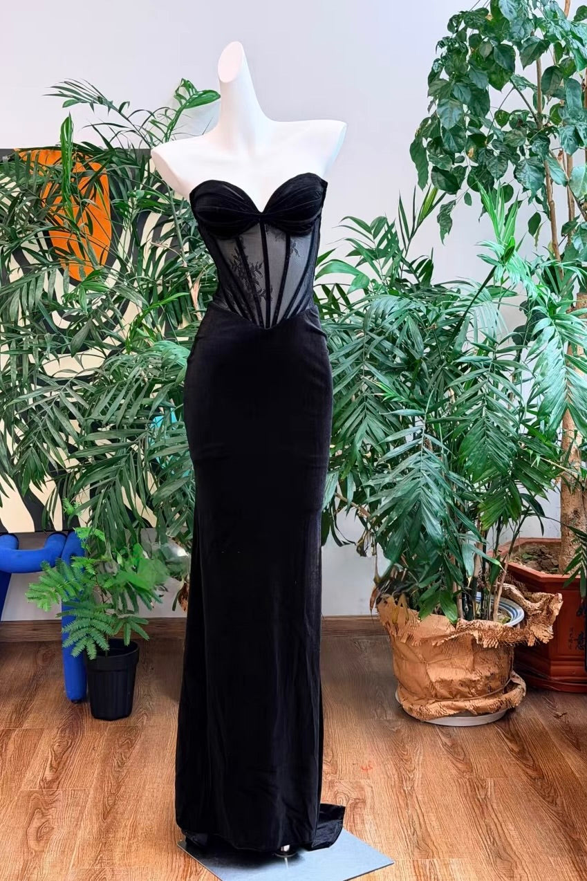 Elegant Black Velvet Mermaid Gown