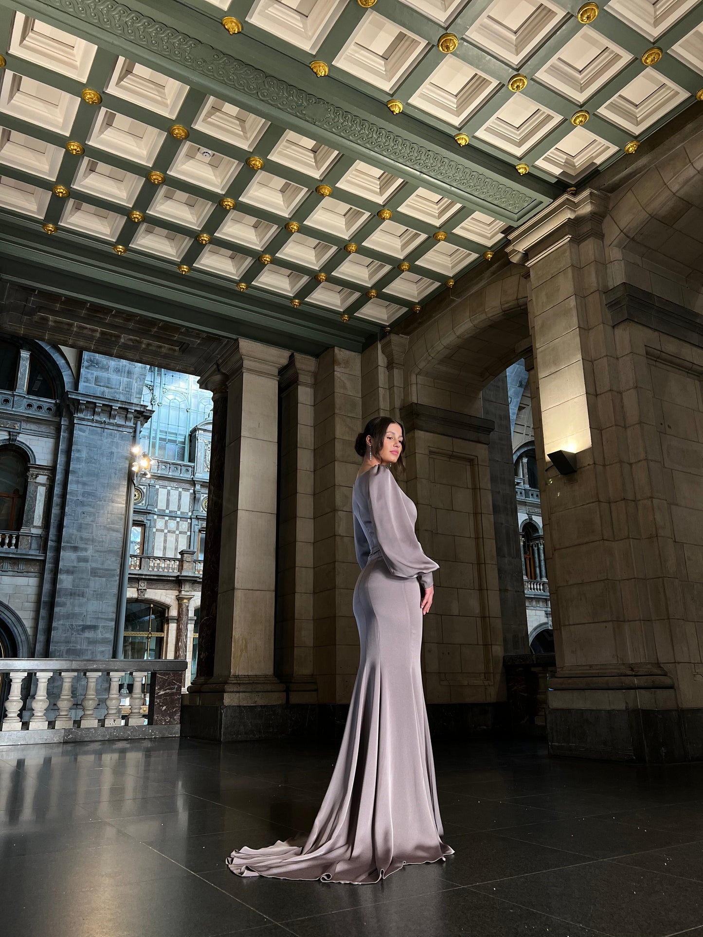 Bateau Neck Long Sleeves Mermaid Evening Dress