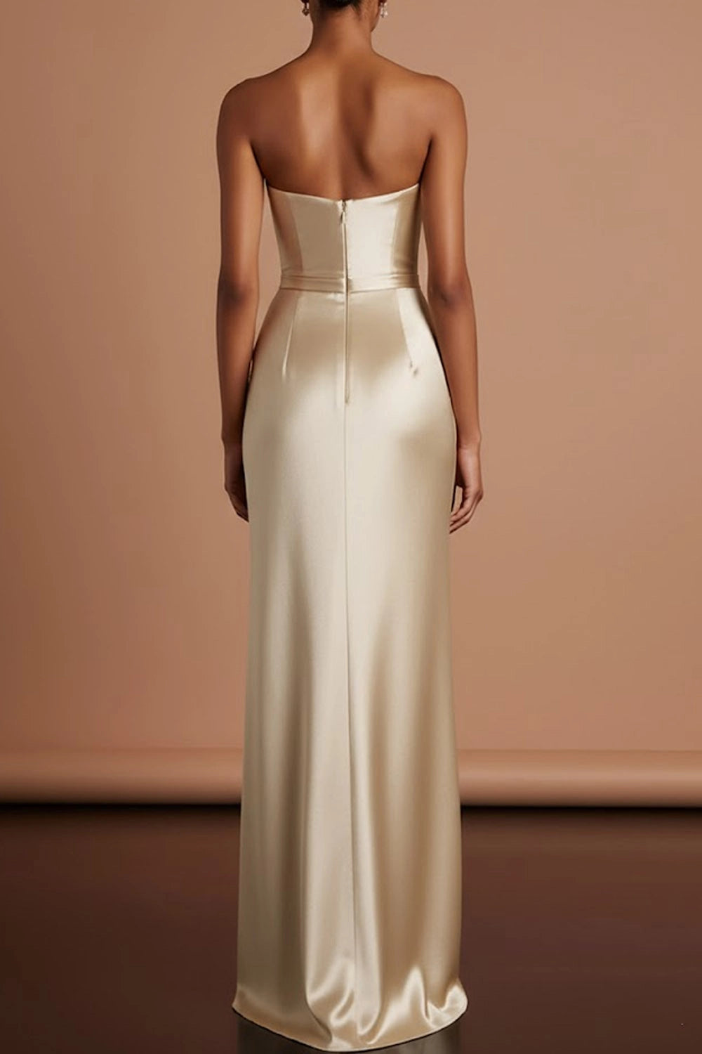 Champagne Gold Strapless Mermaid Dress