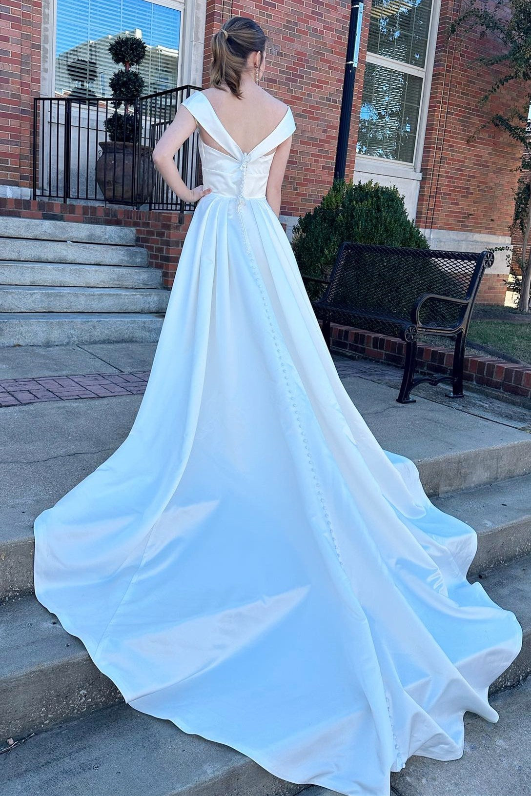 High-Waist A-Line Long Wedding Dress