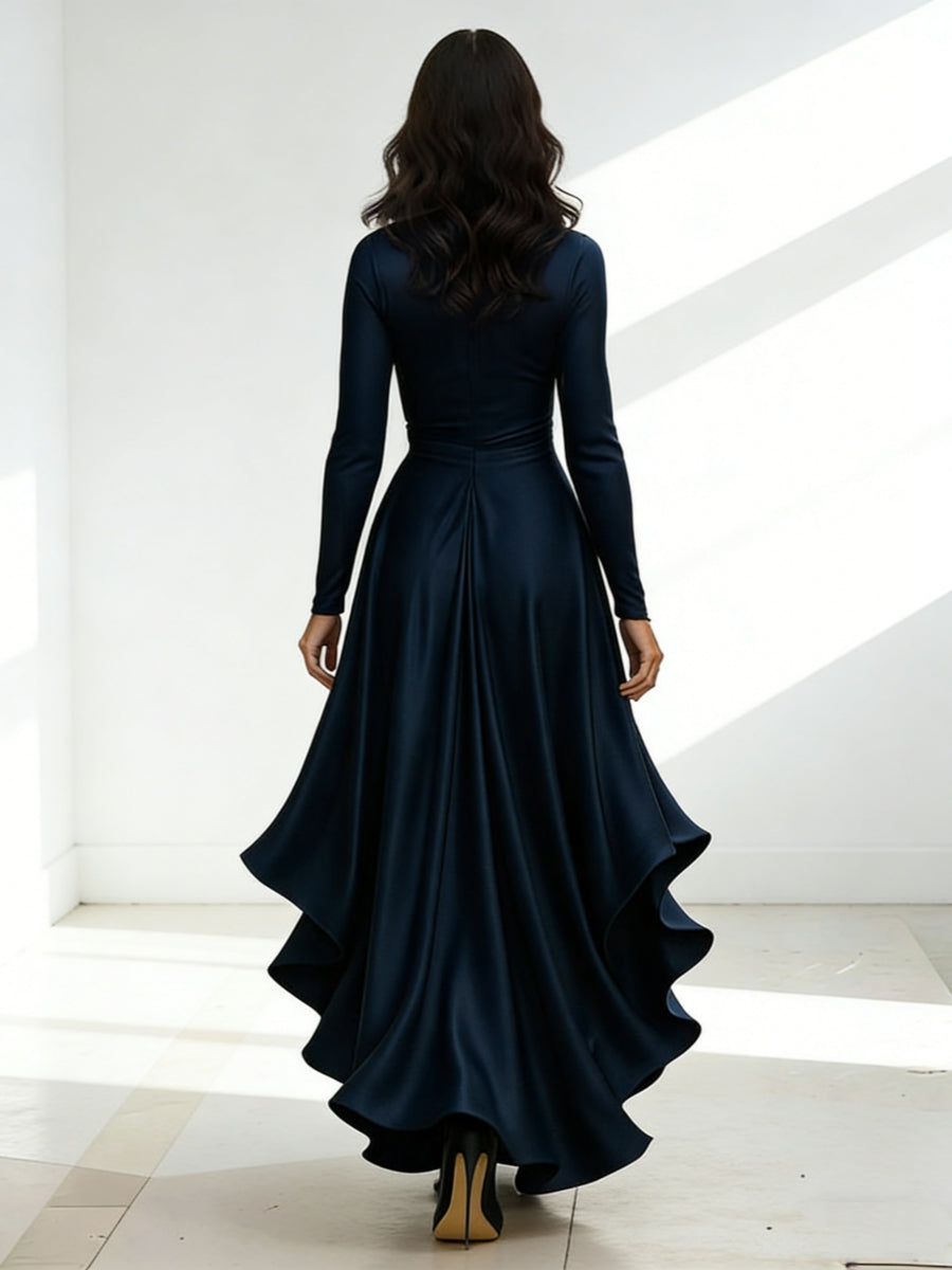 A-Line/Princess V-Neck Acetate Satin Mother of the Bride Dress