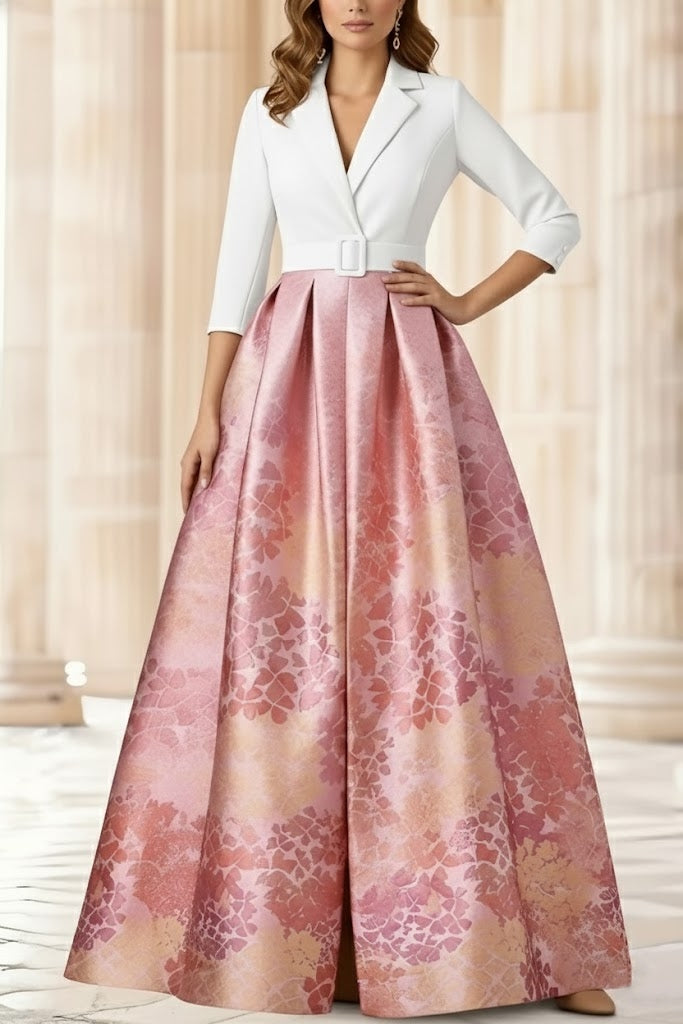 Princess Shirt Collar Stretch Satin Mother of the Bride Dress