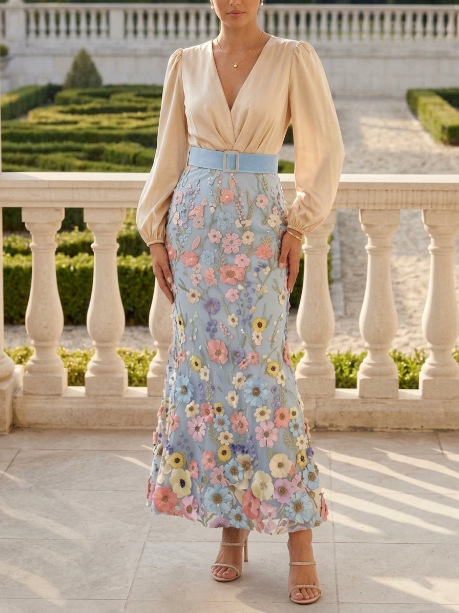 Mermaid V-Neck Taffeta Mother of the Bride Dress