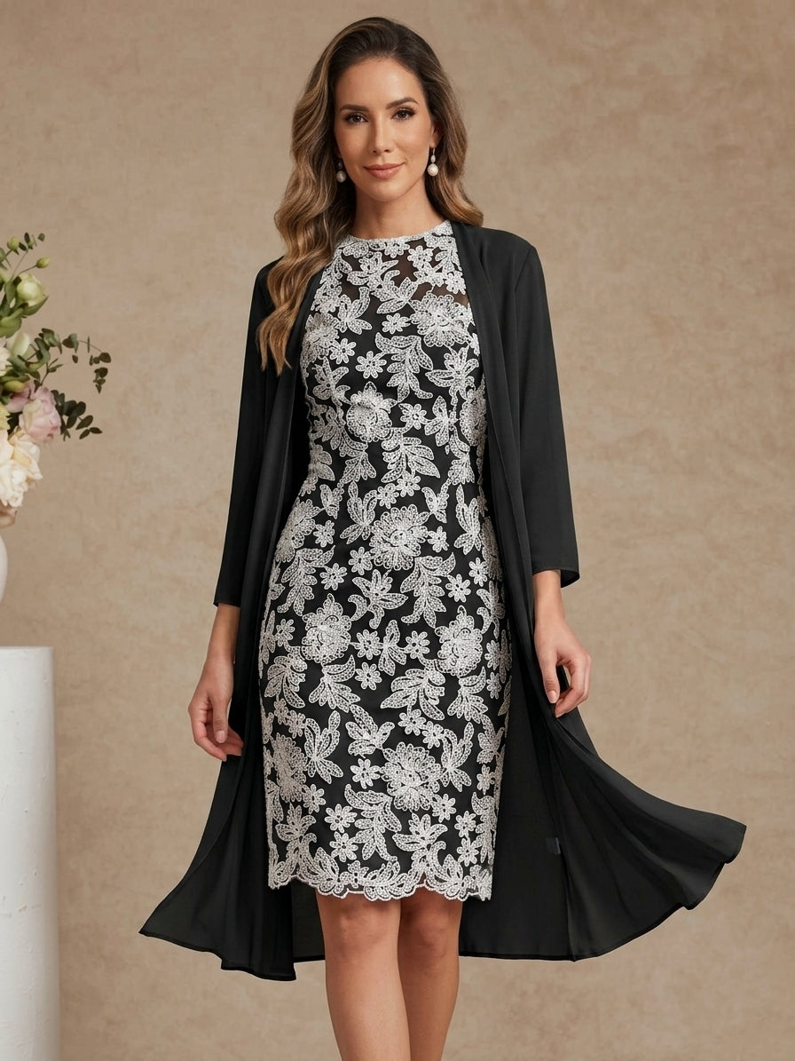 Sheath Scoop Chiffon Mother of the Bride Dress