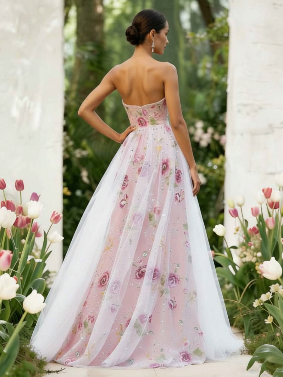 Princess Strapless Lace Prom Dresses