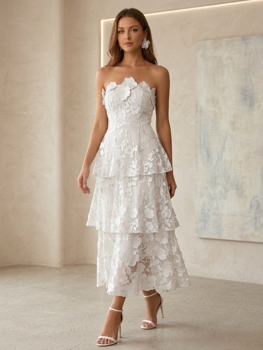 Princess Strapless Lace Cocktail Formal Dresses