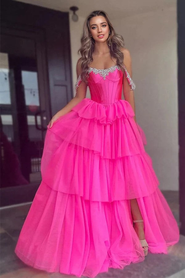 Mermaid Sweetheart Hot Pink Long Prom Dress with Split