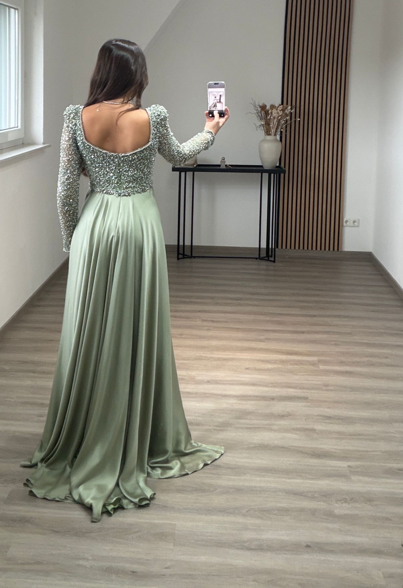 A Line Satin Off the Shoulder Long Formal Dress with Lace