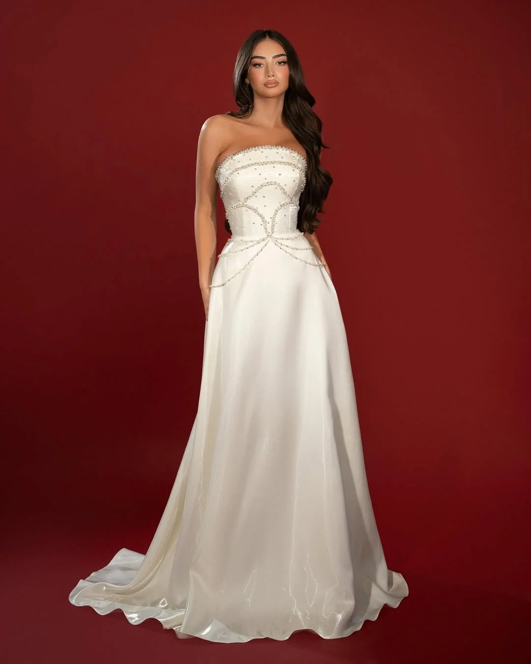 Strapless Sleeveless High-Waisted Long A-Line Prom Dress