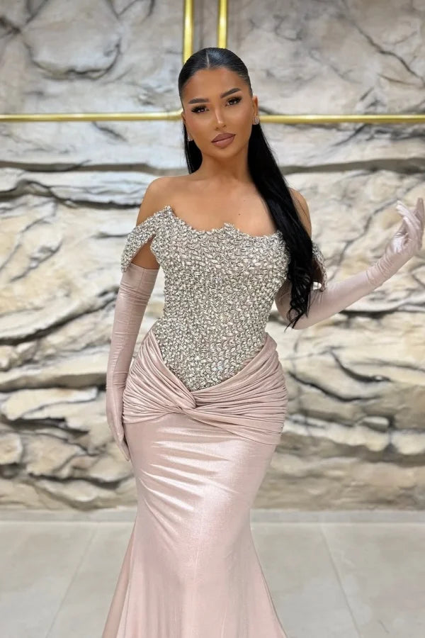 Gorgeous Gemstone Off-the-Shoulder Mermaid Evening Dress