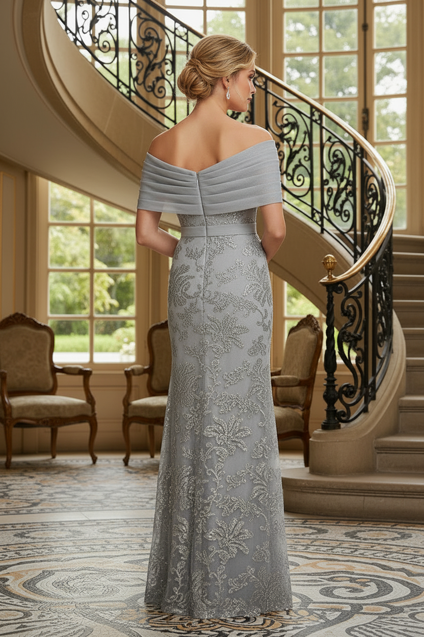 Off-the-Shoulder Sequin Mermaid Evening Gown