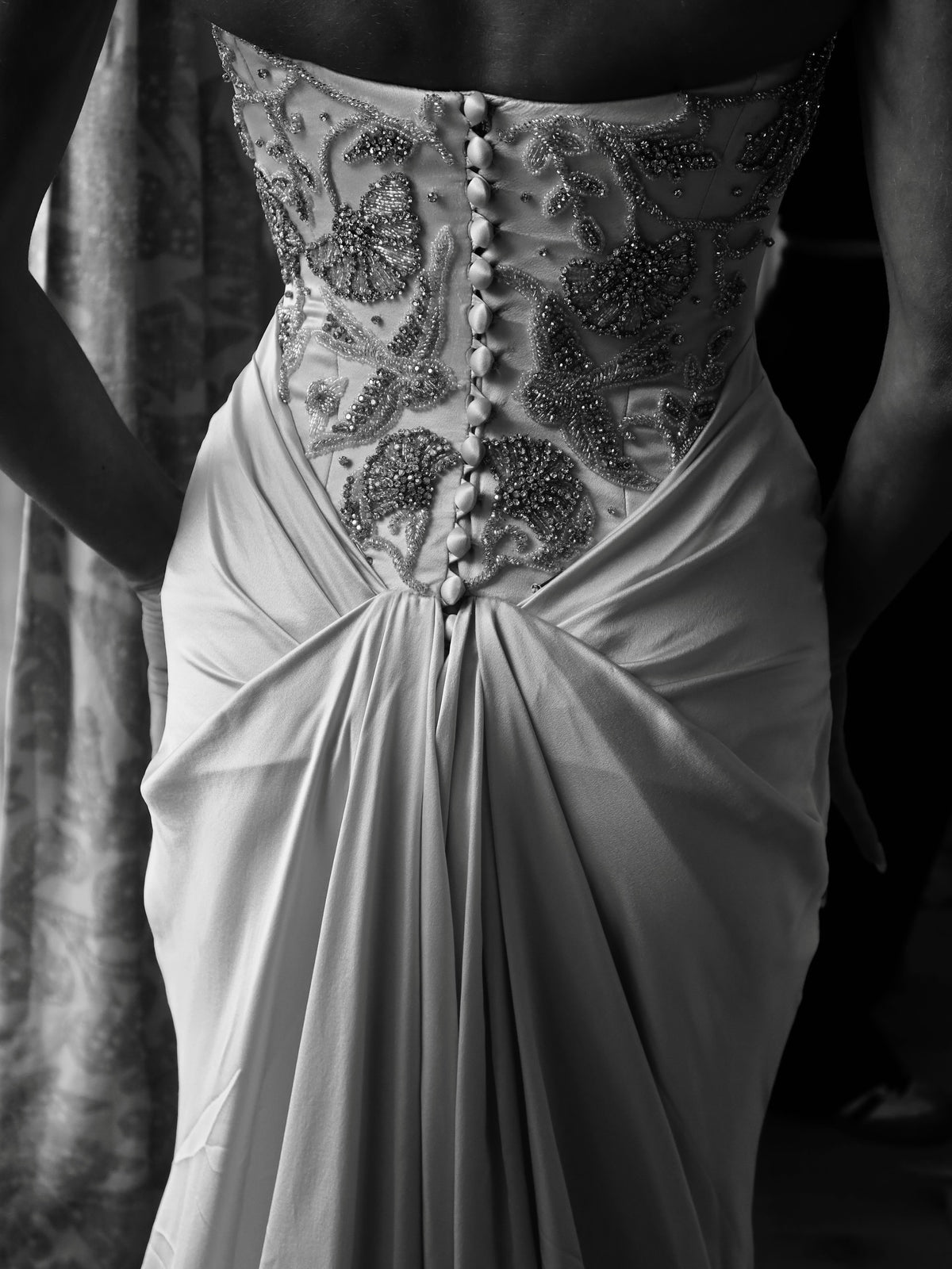 Embellished Strapless Trumpet Wedding Dress