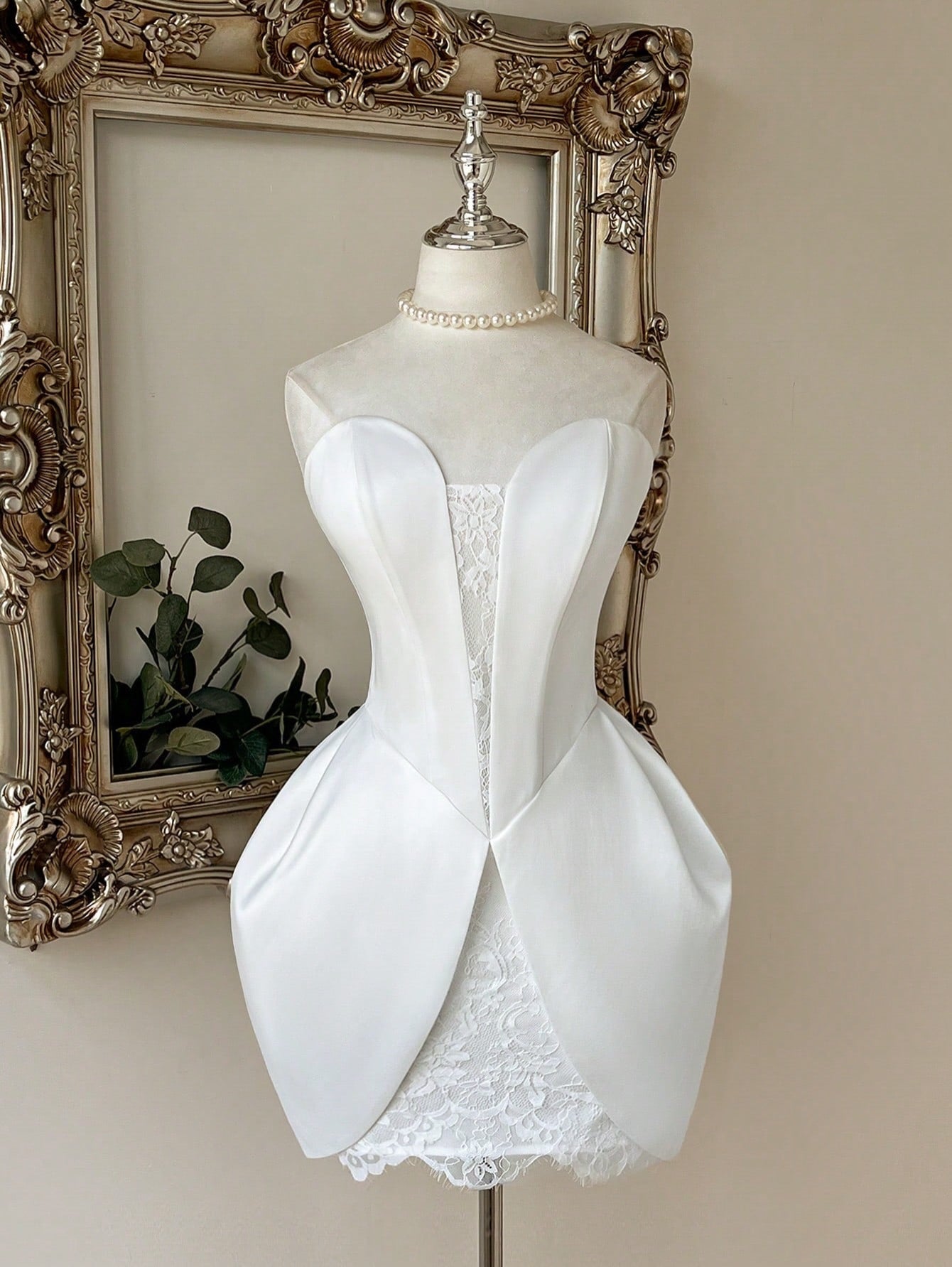 Structured Strapless Lace Mini Dress