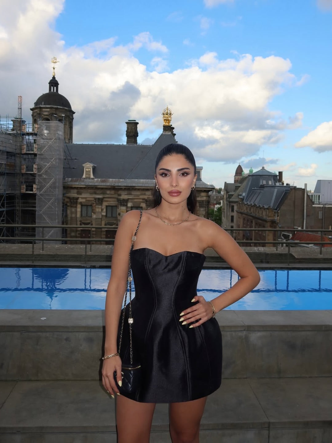 Strapless Corset Structured Satin Mini Dress