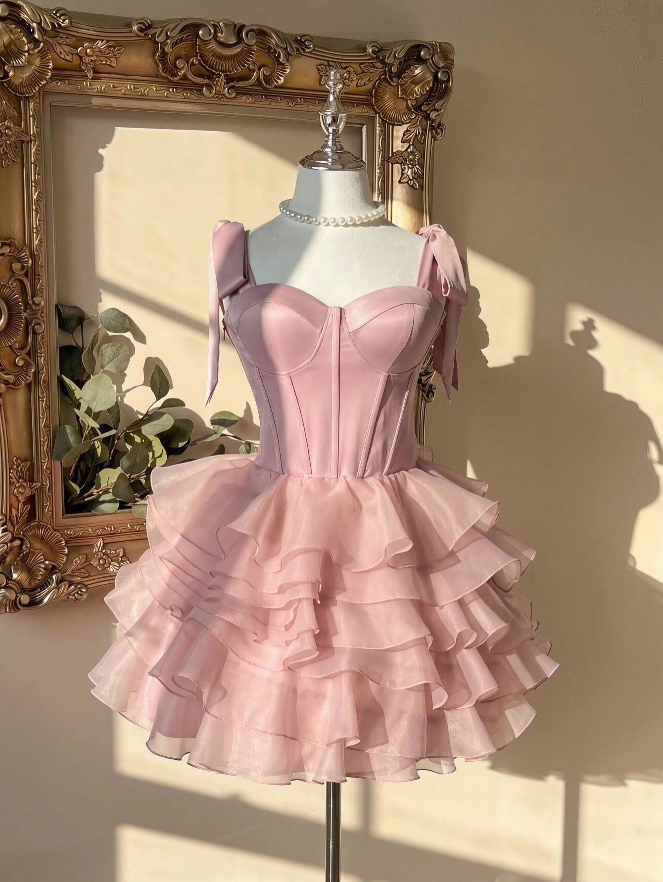 Sweetheart Corset Tiered Ruffled Mini Dress