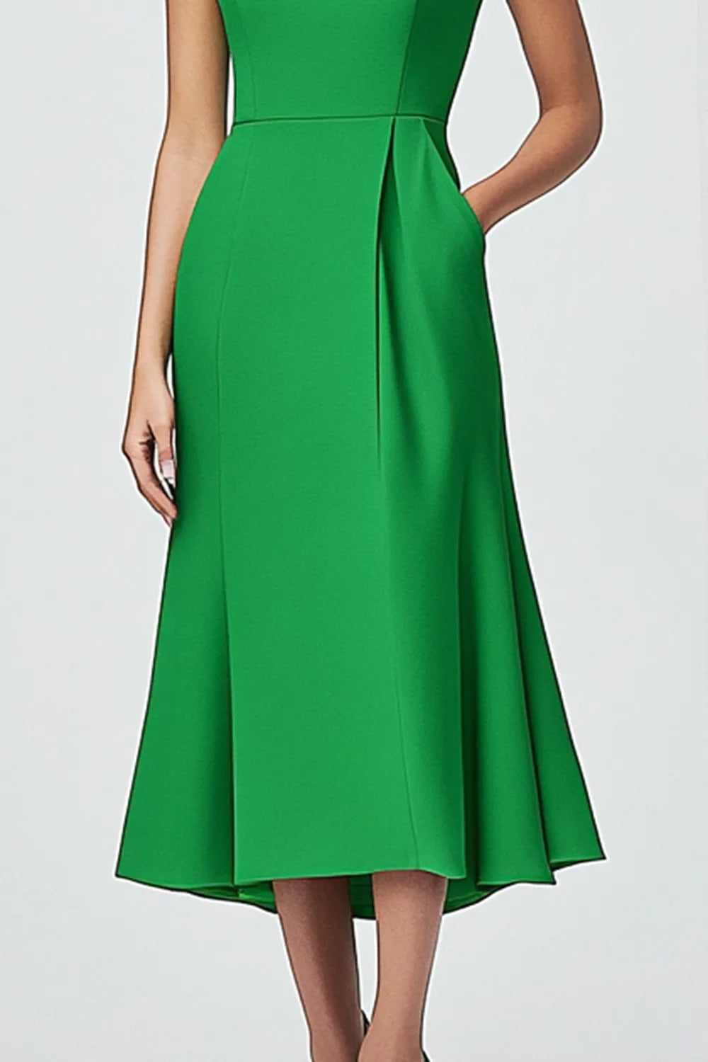 Short Sleeve Midi Dress with Pockets and Pleated Skirt