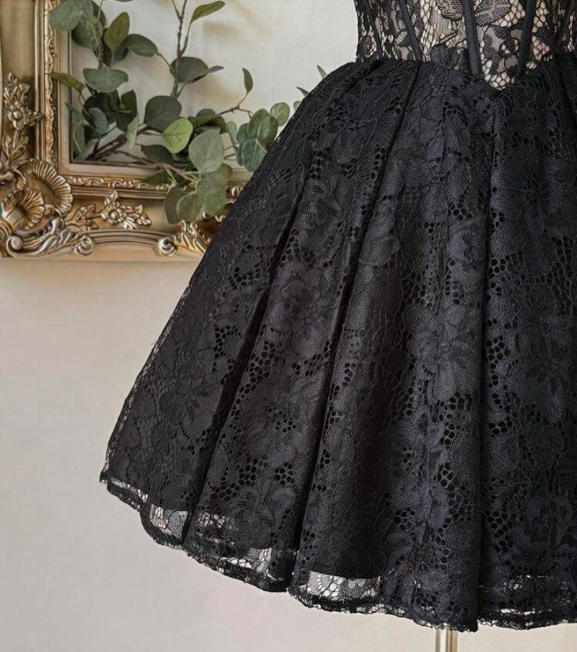 Strapless Lace Corset A-Line Mini Dress