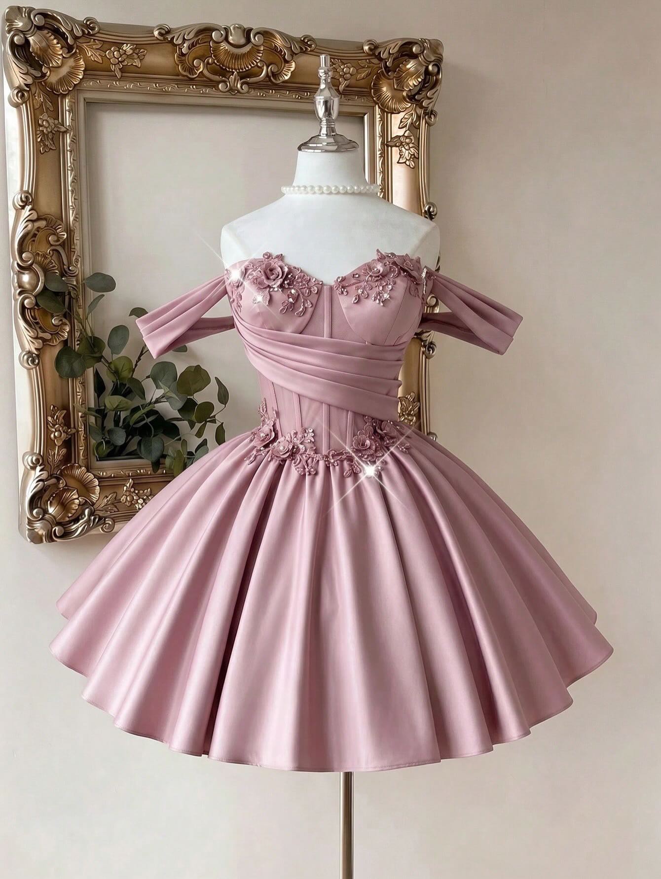 Off-The-Shoulder Corset A-Line Mini Dress